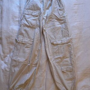 Bershka Cream Beige Cargo Pants with Utility Pockets